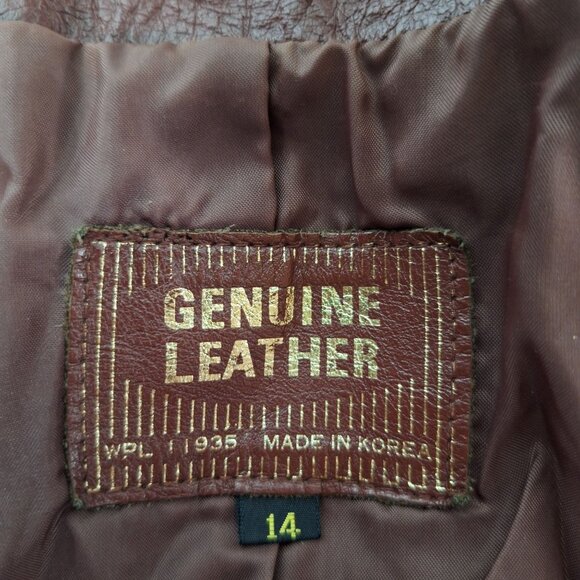 Vintage JCPenney Burgundy Leather Blazer Jacket Size 14 Genuine Leather 90s Boho - Picture 4 of 5
